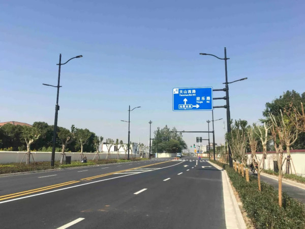 進(jìn)口博覽會周邊道路多桿合一路燈