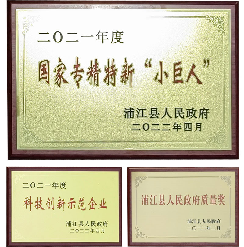 科技創(chuàng)新示范企業(yè)、浦江縣人民政府質(zhì)量獎(jiǎng)和國家專精特新“小巨人”