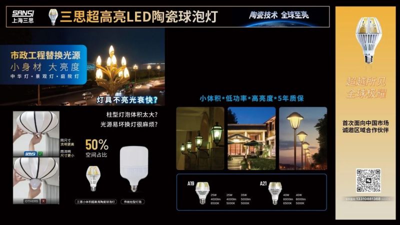 超越所見,三思,重磅發布,10000流明,A21,陶瓷球泡,高端光源,“陶瓷芯”,填補全球市場空白